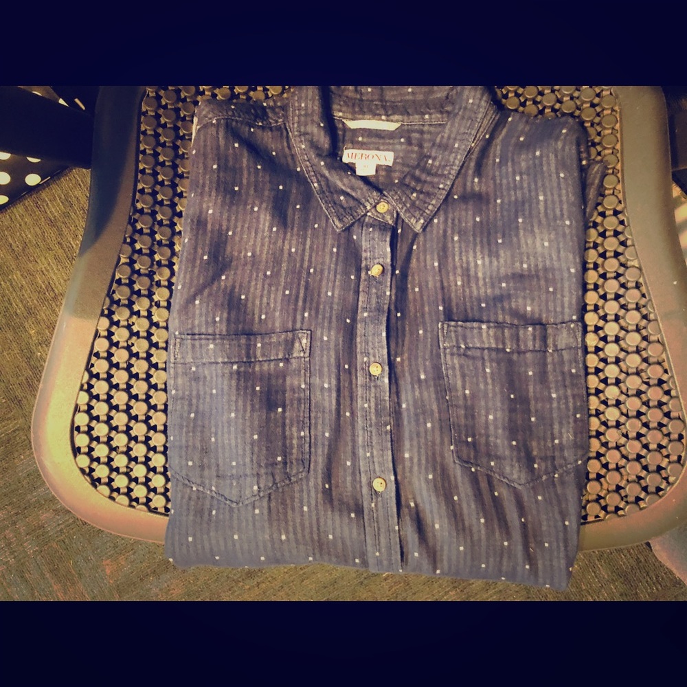 Merona Dark Blue Double Layered Button Down